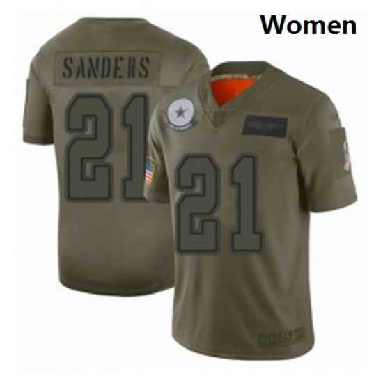 Womens Dallas Cowboys 21 Deion Sanders Limited Camo 2019 Salute to Service Football Jersey